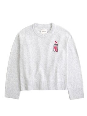 A&F Abercrombie & Fitch Womens Madeline Diet Coke Crew Sweater Light Grey Size M